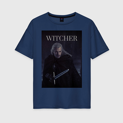 Женская футболка оверсайз Ведьмак / Тёмно-синий – фото 1