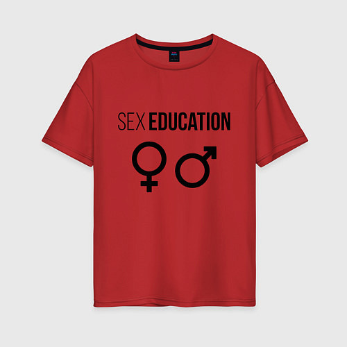 Женская футболка оверсайз SEX EDUCATION / Красный – фото 1