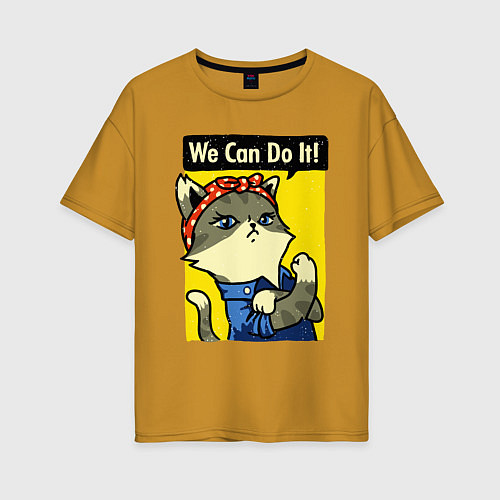 Женская футболка оверсайз We Can Do It / Горчичный – фото 1