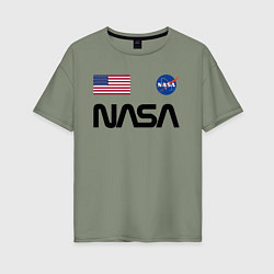 Футболка оверсайз женская NASA НАСА, цвет: авокадо
