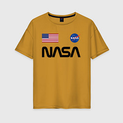 Футболка оверсайз женская NASA НАСА, цвет: горчичный