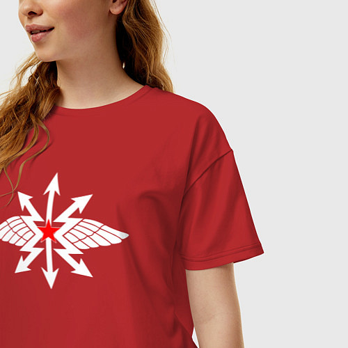 Женская футболка оверсайз Войска связи / Красный – фото 3