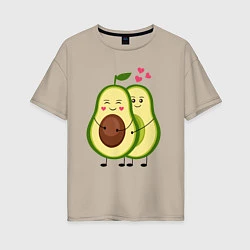 Женская футболка оверсайз Влюбленные Веганы Авокадо