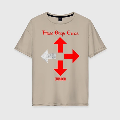 Женская футболка оверсайз Three Days Grace / Миндальный – фото 1