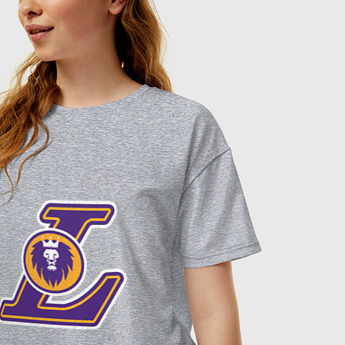 Женская футболка оверсайз Lakers / Меланж – фото 3