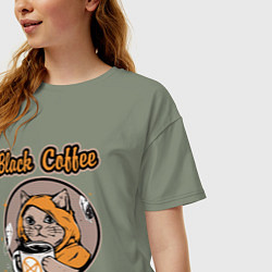Футболка оверсайз женская Black Coffee Cat, цвет: авокадо — фото 2