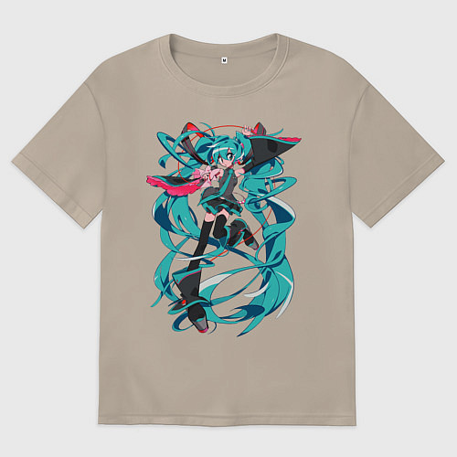 Женская футболка оверсайз Hatsune Miku Expo / Миндальный – фото 1