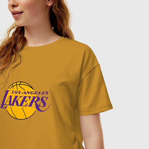 Женская футболка оверсайз LA LAKERS / Горчичный – фото 3