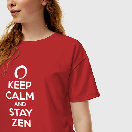 Женская футболка оверсайз Keep calm & stay Zen / Красный – фото 3