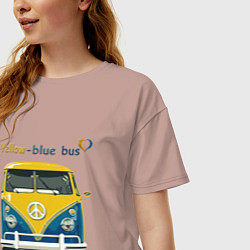 Футболка оверсайз женская Я люблю вас Yellow-blue bus, цвет: пыльно-розовый — фото 2
