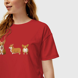 Футболка оверсайз женская Корги, цвет: красный — фото 2