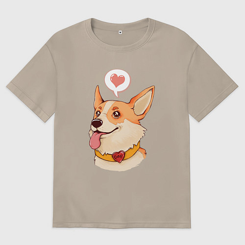 Женская футболка оверсайз КОРГИ / Миндальный – фото 1