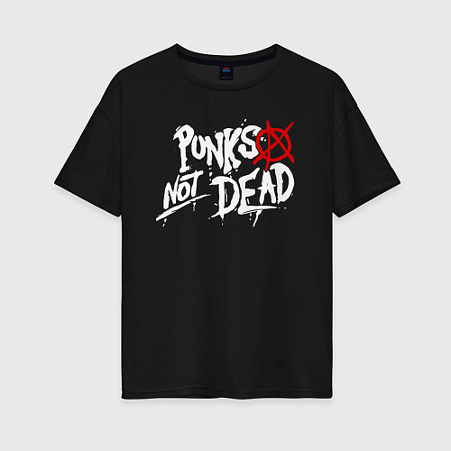 Женская футболка оверсайз Punks not dead / Черный – фото 1