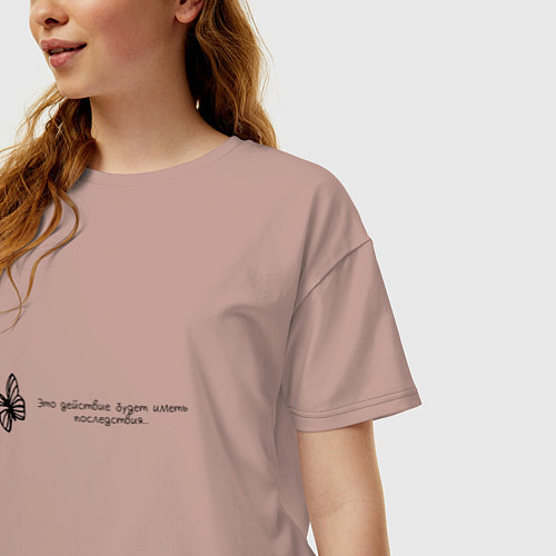 Женская футболка оверсайз Life is strange / Пыльно-розовый – фото 3
