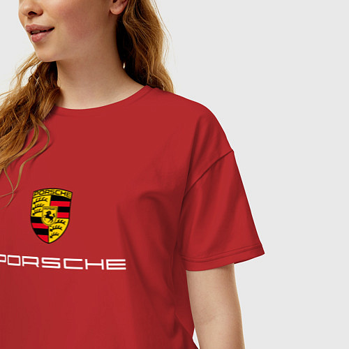 Женская футболка оверсайз PORSCHE / Красный – фото 3