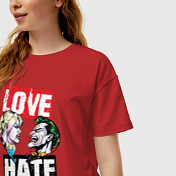 Футболка оверсайз женская Love Hate, цвет: красный — фото 2