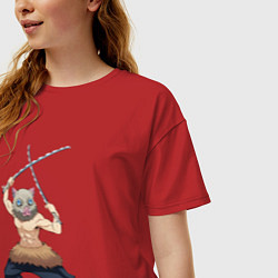 Футболка оверсайз женская KIMETSU NO YAIBA, цвет: красный — фото 2