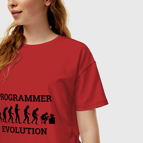 Женская футболка оверсайз Эволюция программиста / Красный – фото 3
