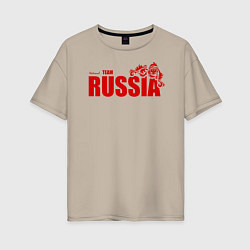 Футболка оверсайз женская Russia, цвет: миндальный