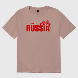 Футболка оверсайз женская Russia, цвет: пыльно-розовый