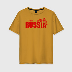 Футболка оверсайз женская Russia, цвет: горчичный