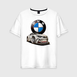Футболка оверсайз женская BMW оскал, цвет: белый