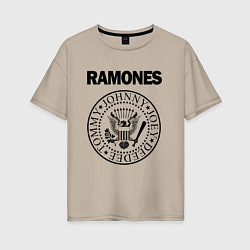 Футболка оверсайз женская RAMONES, цвет: миндальный