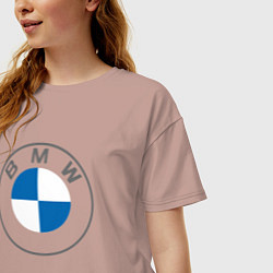 Футболка оверсайз женская BMW LOGO 2020, цвет: пыльно-розовый — фото 2