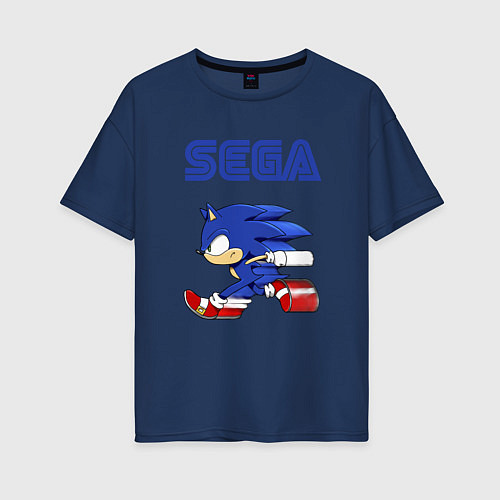 Женская футболка оверсайз SEGA / Тёмно-синий – фото 1