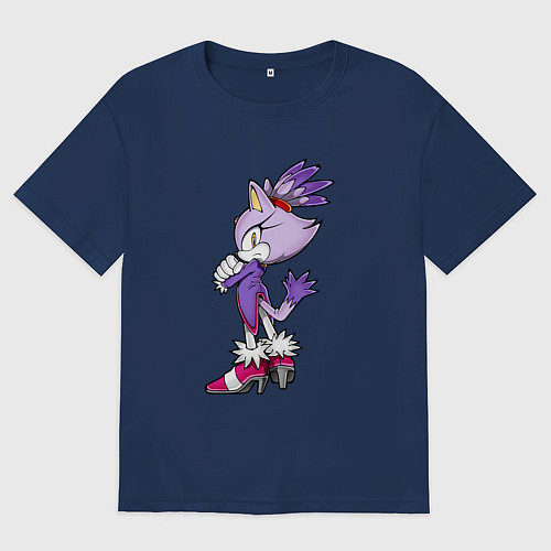 Женская футболка оверсайз SONIC Кошка Блейз / Тёмно-синий – фото 1