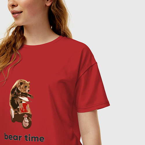 Женская футболка оверсайз Bear time / Красный – фото 3