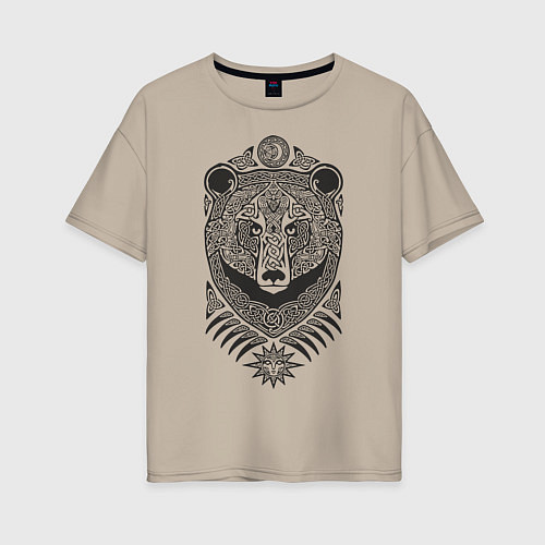 Женская футболка оверсайз Медведь / Миндальный – фото 1
