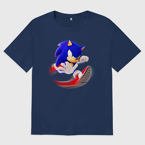 Женская футболка оверсайз SONIC / Тёмно-синий – фото 1