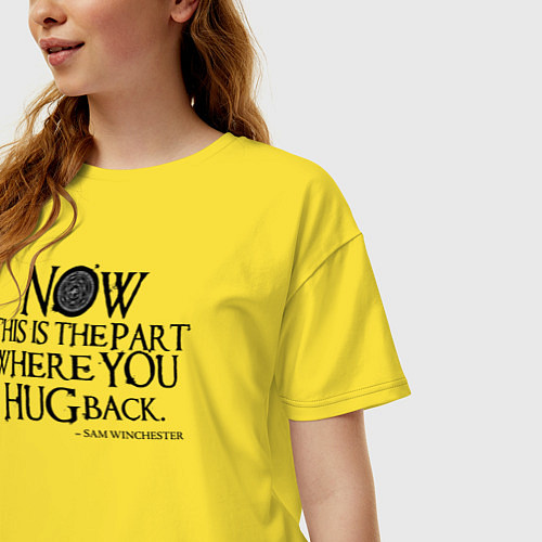 Женская футболка оверсайз The Part Where You Hug Back / Желтый – фото 3