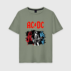 Футболка оверсайз женская ACDC, цвет: авокадо