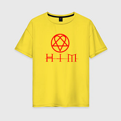 Женская футболка оверсайз HIM LOGO RED