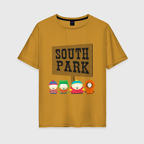 Женская футболка оверсайз South Park / Горчичный – фото 1