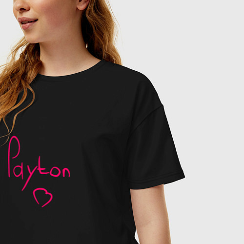 Женская футболка оверсайз Payton Moormeier сердце / Черный – фото 3