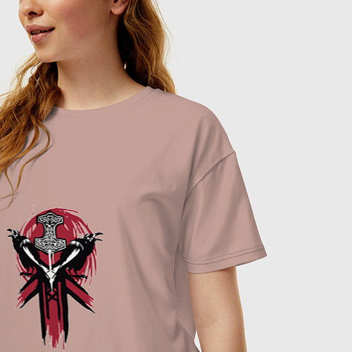 Женская футболка оверсайз Символика викингов / Пыльно-розовый – фото 3