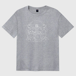 Футболка оверсайз женская Витрувианский барабанщик 2, цвет: меланж