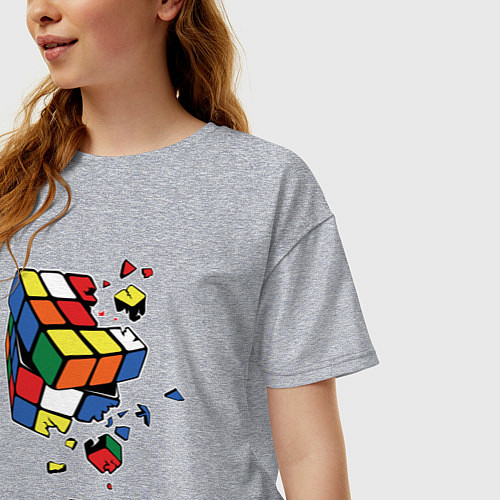 Женская футболка оверсайз Кубик Рубика / Меланж – фото 3