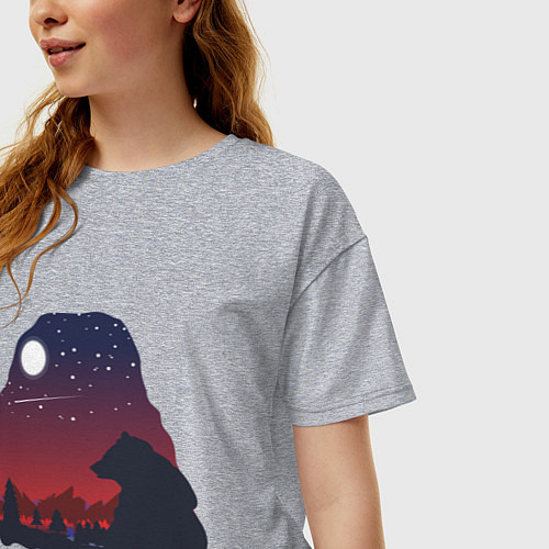 Женская футболка оверсайз Медведь / Меланж – фото 3