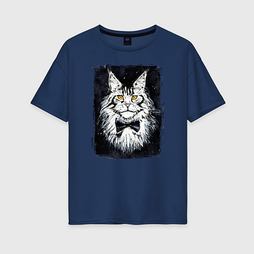Женская футболка оверсайз Hello kittys! / Тёмно-синий – фото 1
