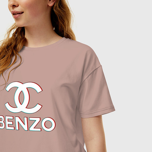 Женская футболка оверсайз BBT BENZO GANG / Пыльно-розовый – фото 3
