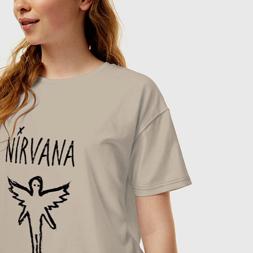Женская футболка оверсайз Nirvana In utero / Миндальный – фото 3