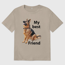 Футболка оверсайз женская Овчарка, цвет: миндальный