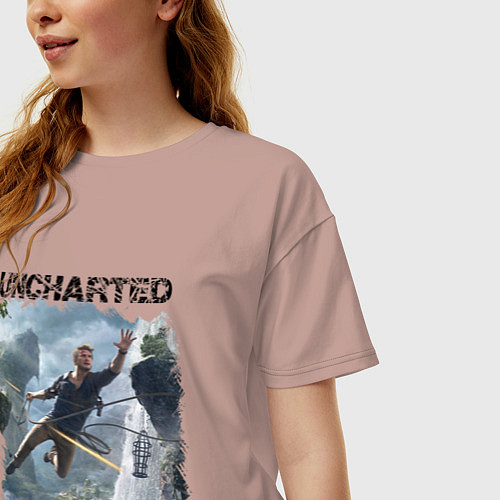 Женская футболка оверсайз UNCHARTED / Пыльно-розовый – фото 3