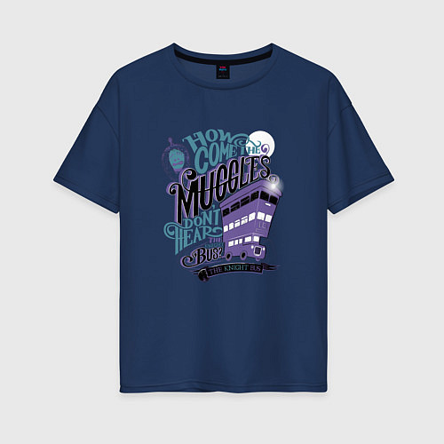 Женская футболка оверсайз Гарри Поттер / Тёмно-синий – фото 1