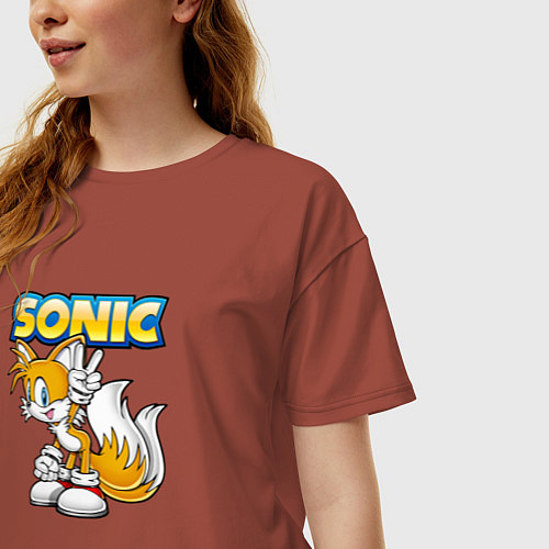 Женская футболка оверсайз Sonic / Кирпичный – фото 3
