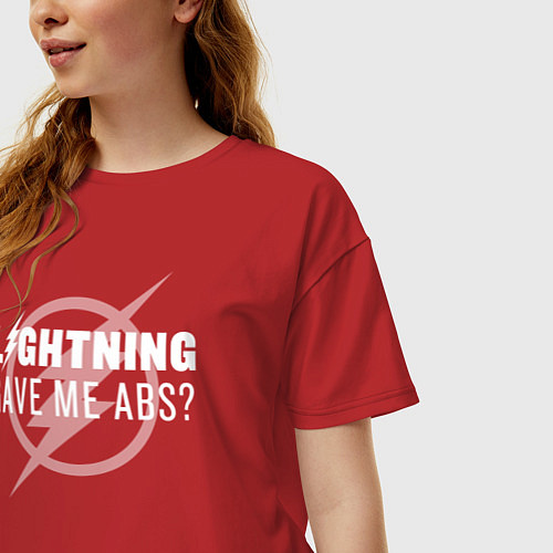Женская футболка оверсайз Lightning Gave Me Abs? / Красный – фото 3